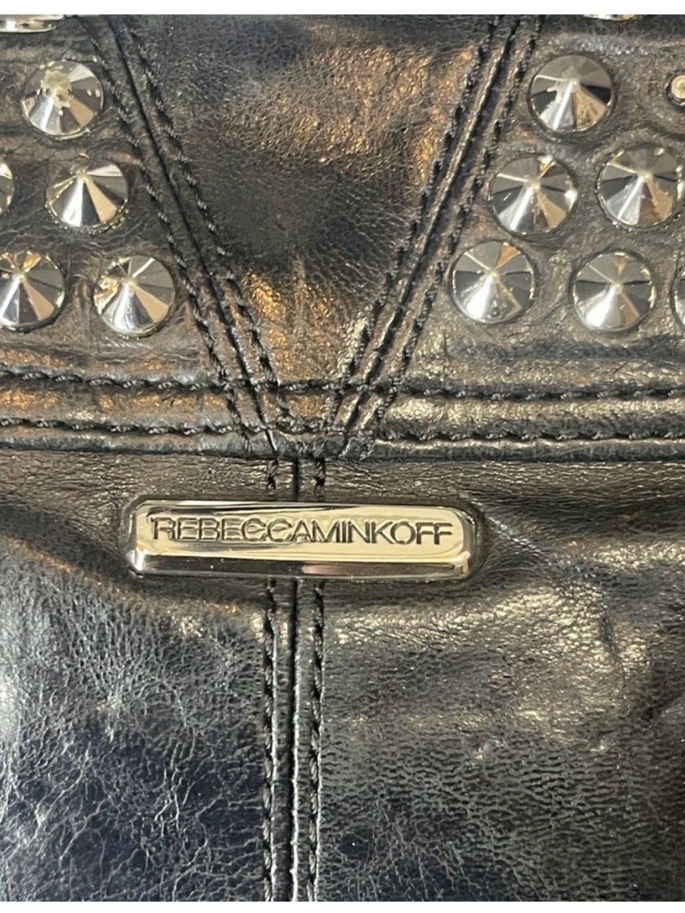 Rebecca Minkoff Black Studded Leather Crossbody Bag - Picture 6 of 6